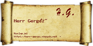 Herr Gergő névjegykártya